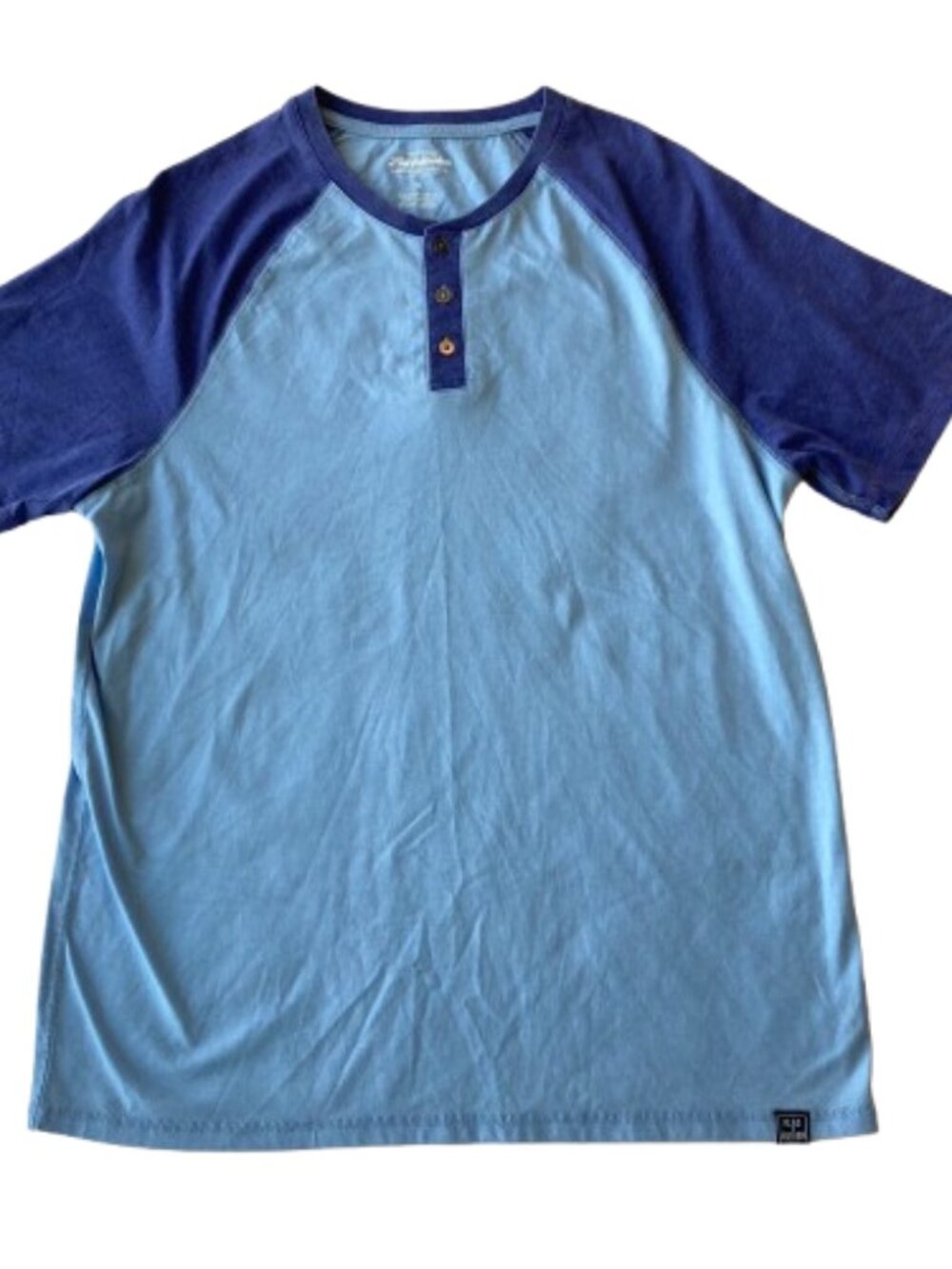 Flag & Anthem 3-Button Henley Short Sleeve Shirt Men's Medium M Blue NEW